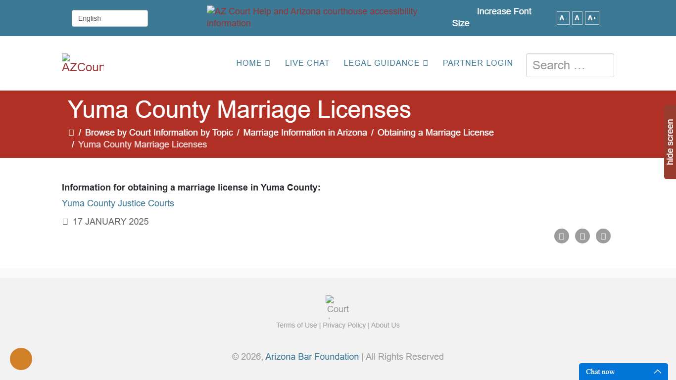 Filing an Application for a Marriage License in Yuma County Arizona