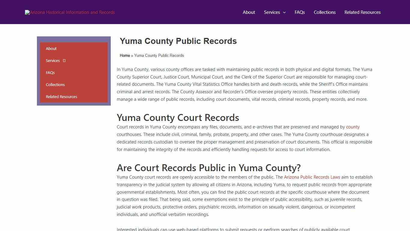 Yuma County Public Records - Arizona Historical Information and Records