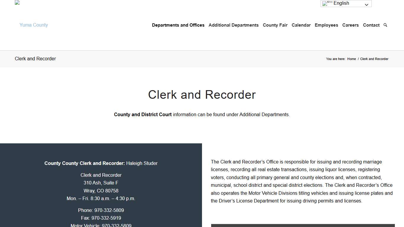 Clerk and Recorder - Yuma County