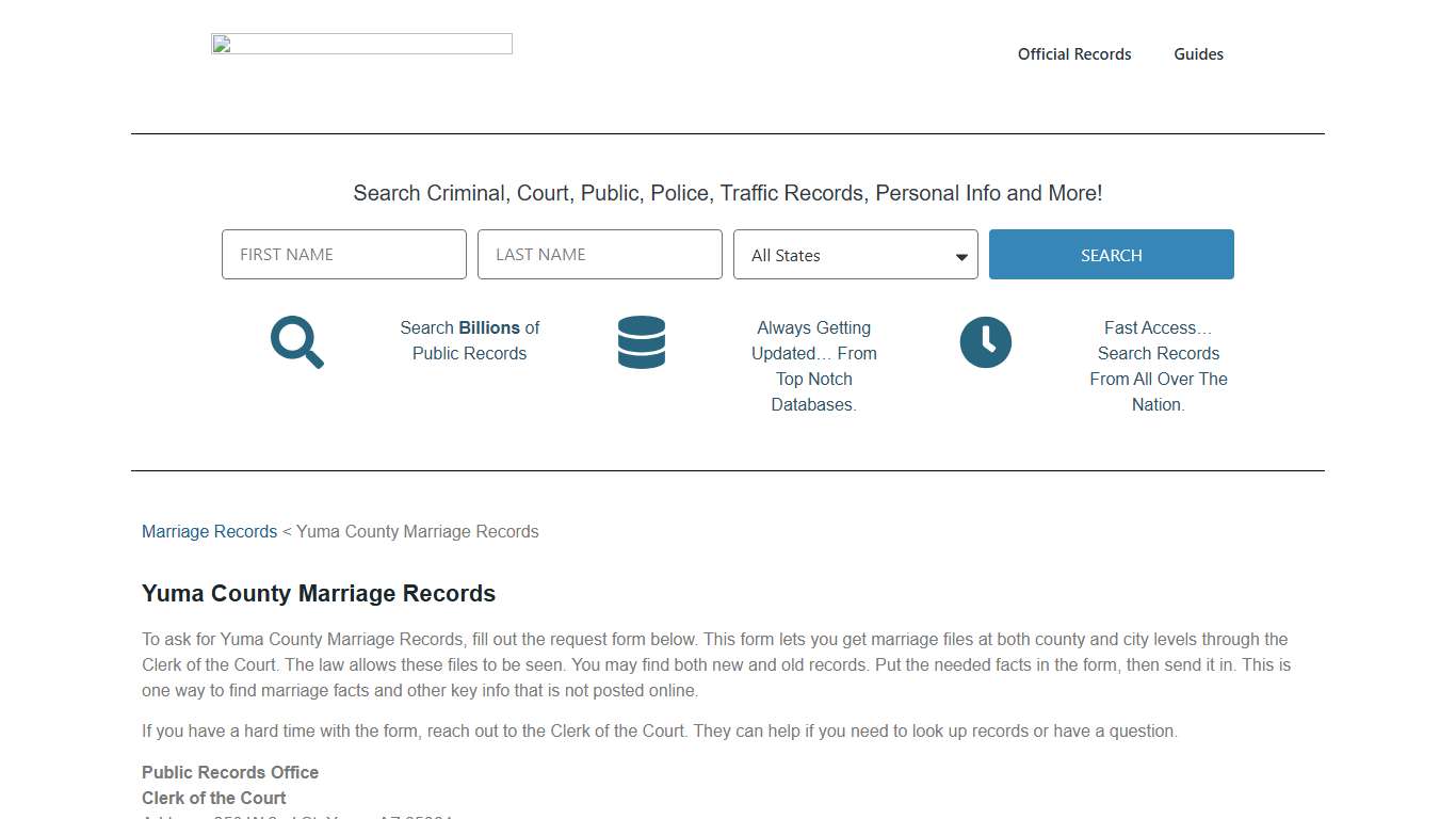 Yuma County Marriage Records | ArizonaOfficialRecords.com
