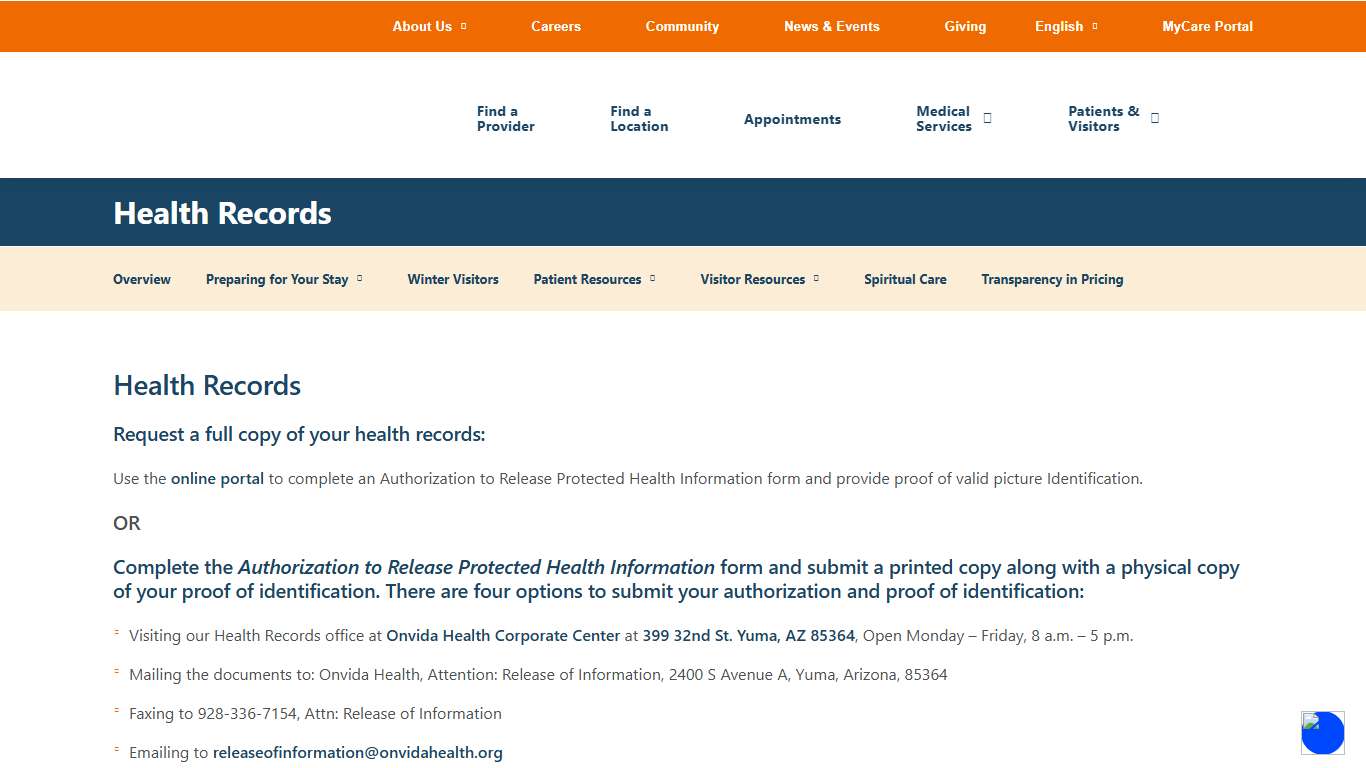 Health Records - Onvida Health